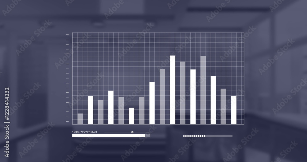 Poster image of financial data processing over empty office
