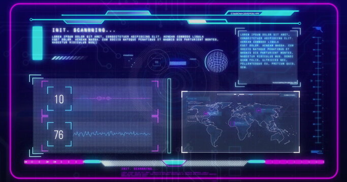 Image of data processing and diagrams over world map - Powered by Adobe