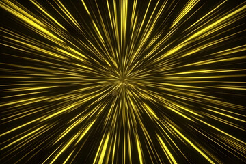 Abstract Golden Light Rays Burst from Center on Dark Background