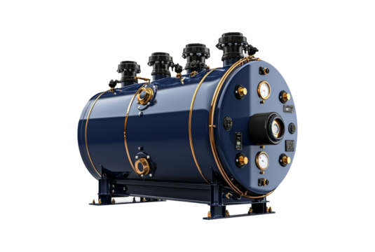 Industrial Pressure Vessel with Gauges and Valves