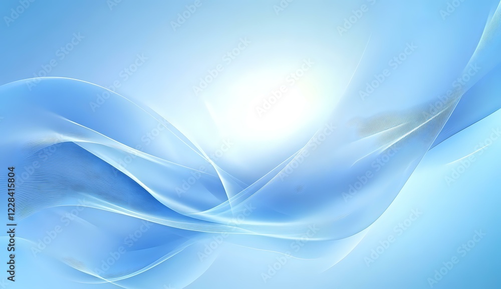 Poster Soft flowing abstract waves in light blue and white create gentle curves against gradient background, suitable for modern business presentations and web designs.