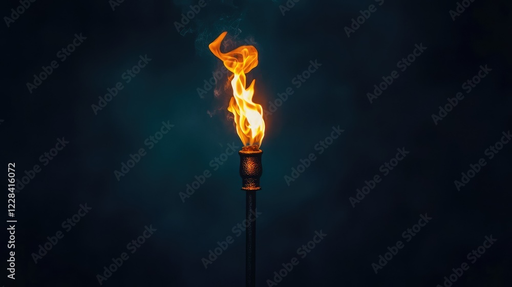 Poster Bright Flames Emanating from an Elegant Torch on a Dark Background