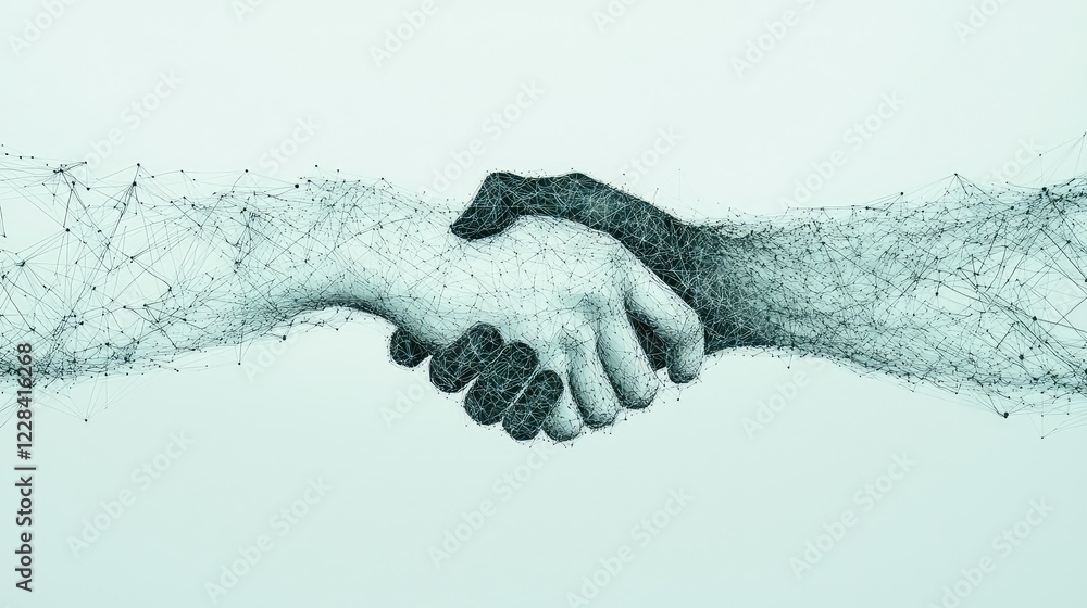 Poster abstract representation of collaborative connection through handshake