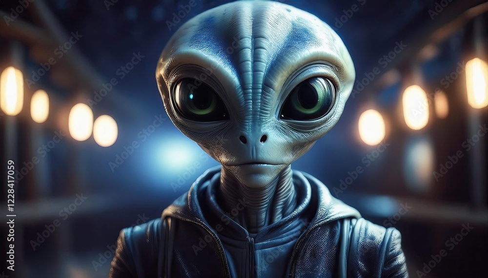 Poster alien character portrait in futuristic setting