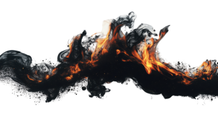 Realistic fire and smoke effect with transparent background. Transparent background