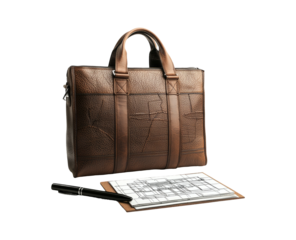 Stylish Brown Leather Briefcase with Documents