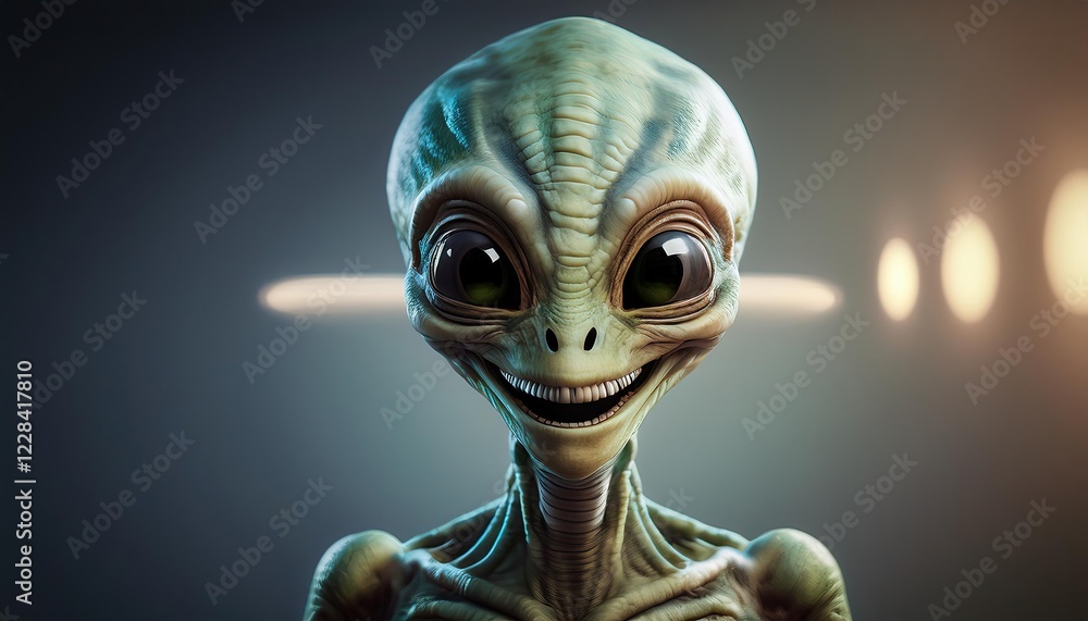 Poster mysterious alien character with distinctive features