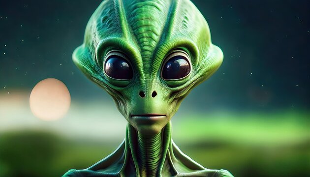 Mysterious Green Alien Encounter in Outer Space
