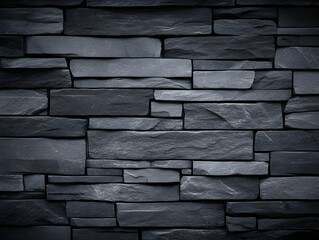 Dark Grey Slate Stone Wall Creates a Rugged and Textured Background for Design Projects