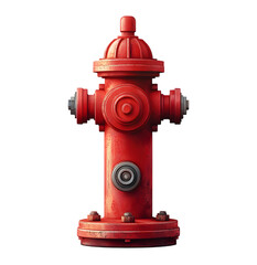Fototapeta premium Red Fire Hydrant for Urban Safety, Emergency Water Supply, Isolated on Transparent Background