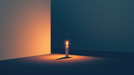 Minimalist Candle Light in Dark Room Creating Serene Atmosphere