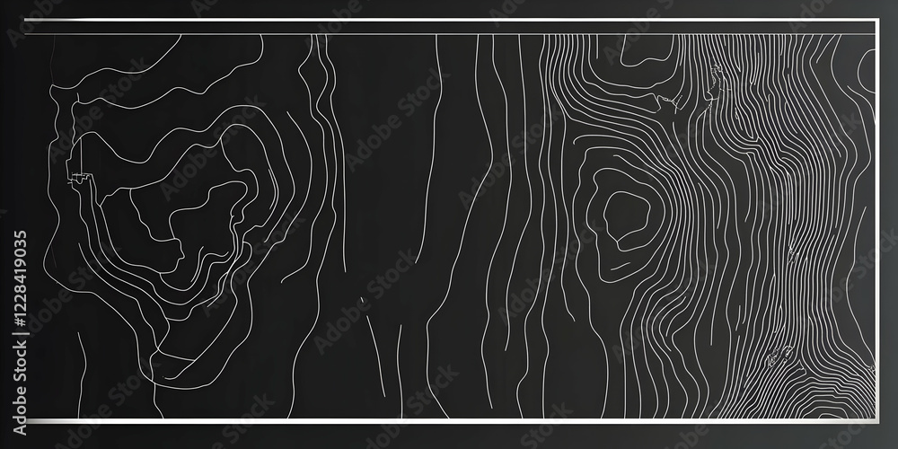 Poster abstract topographic contour lines create a dynamic landscape on a dark background