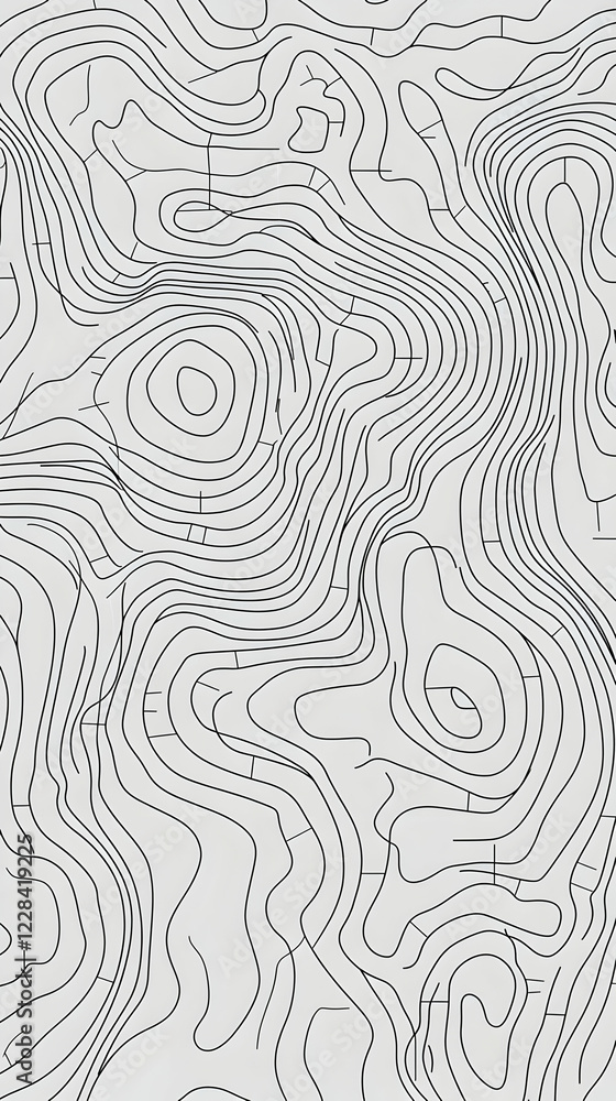 Poster topographic map background shows elevation contours smoothly and accurately with intricate details.