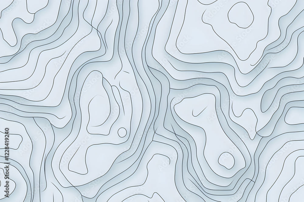 Poster abstract topographic contour lines form a 3d landscape with smooth curves.