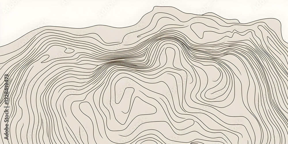Poster abstract topographic contour lines create a wavy landscape background with subtle elevations.