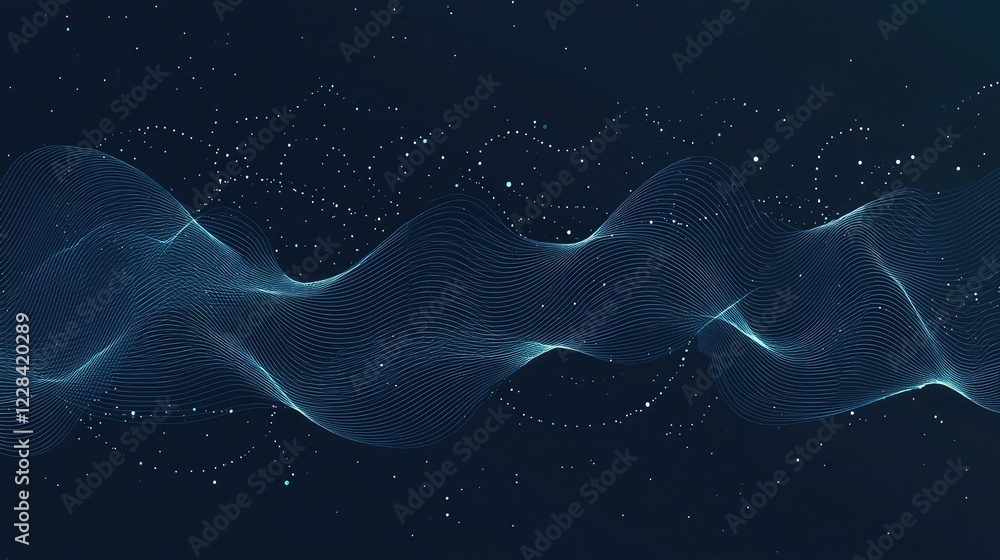 Aufkleber abstract wave pattern with soft lines and starry background