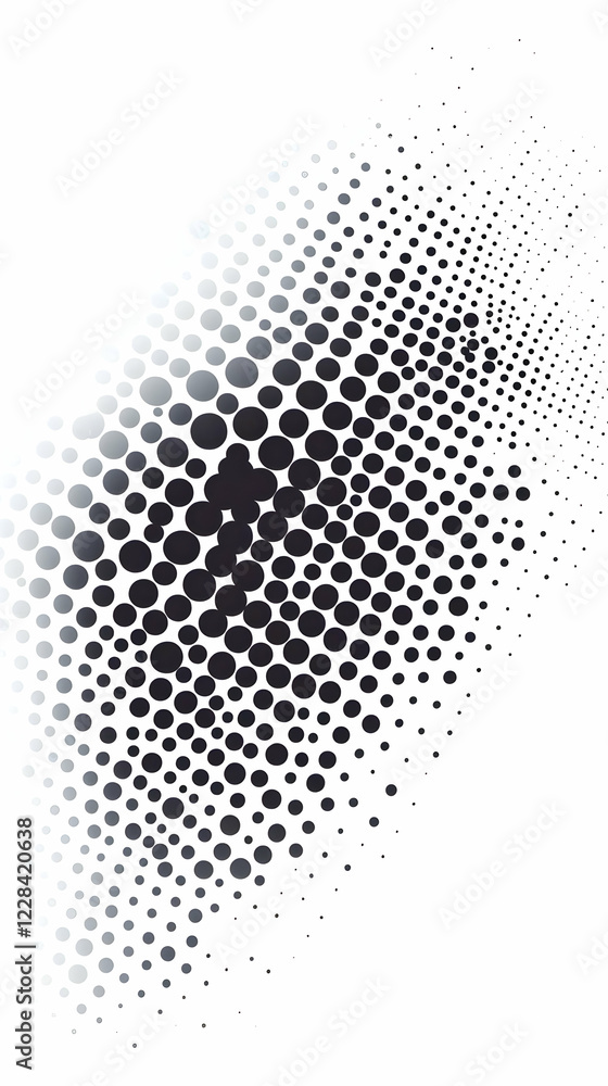 Poster abstract background with fading black dots creates a stylish and modern design element.