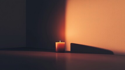 Warm Candle Glow in a Serene Corner with Soft Shadows