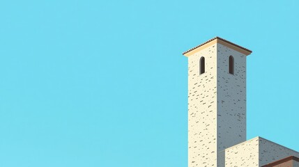 Modern Architectural Detail of a Minimalist Tower Against Blue Sky