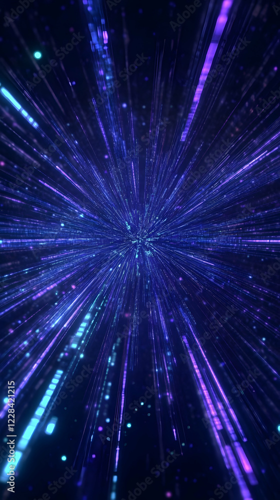 Aufkleber abstract background with futuristic blue and purple light rays and data streams