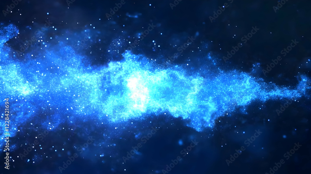 Aufkleber abstract blue particles flow elegantly in a dark background with subtle glow