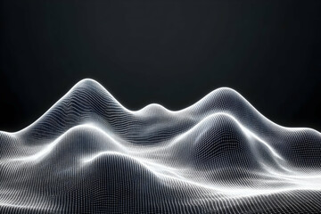 Abstract 3D Wireframe Landscape Creates Futuristic Terrain on Dark Background