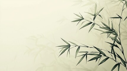 Fototapeta premium Serene Bamboo Leaves Against a Soft Minimalist Background