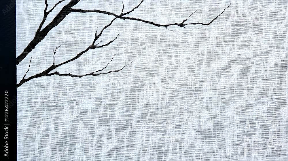 Poster silhouette of bare branches against a textured background creates a serene and minimalist compositio