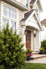 Obraz premium Luxury House Exterior: Dream Home Architectural Design, Landscaping, and Garden