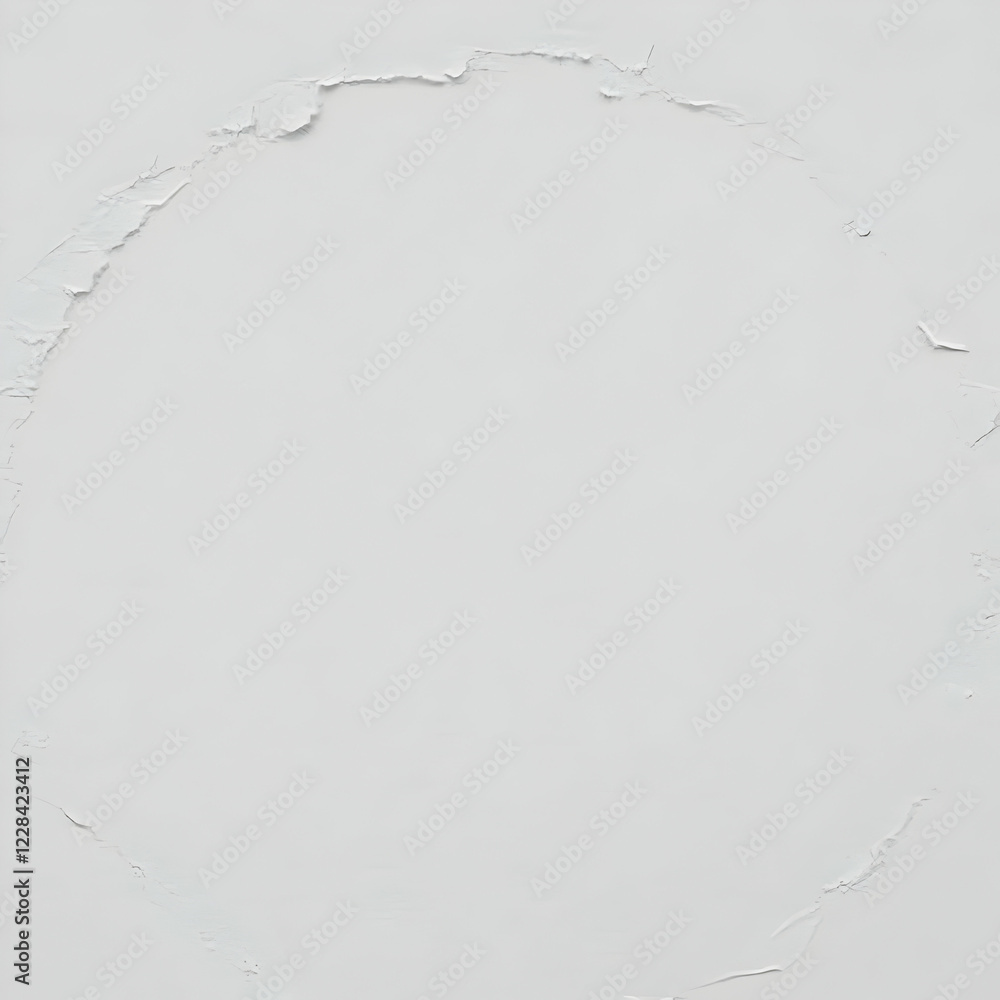 Poster white surface with a circular crack forms an abstract frame, ideal for minimalist backgrounds