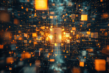 Obraz premium An Abstract data blocks interlinked, representing blockchain economy and technology