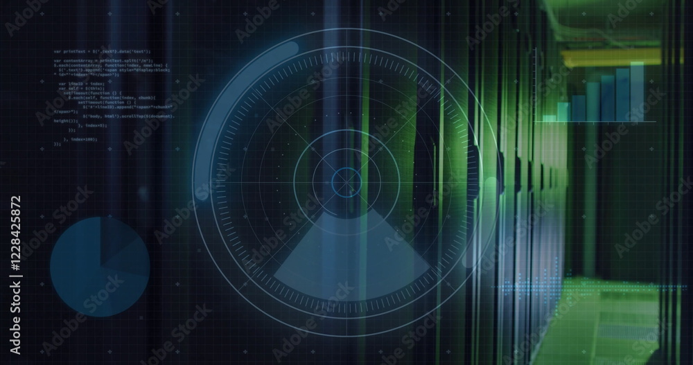 Poster image of digital data processing with connections over computer servers