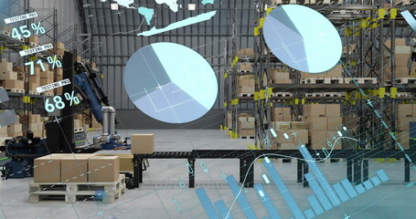 Image of financial data processing over warehouse