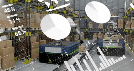 Image of financial data processing over warehouse