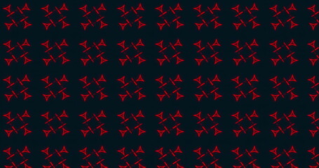 Red geometric shapes pattern image over dark background