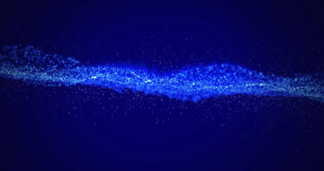 Image of glowing blue mesh of light spots moving over black background