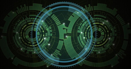 Image of digital circles over scopes scanning