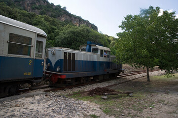 Obraz premium Betilli station is a trenino verde, railway stop in the municipality of Esterzili, located along the Mandas Arbatax line, Ogliastra Sardinia, Italy
