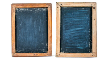 Fototapeta premium Realistic Blue Chalkboards in Wooden Frames on Display Generative AI