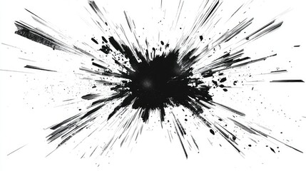 Bold Black Explosion on White Background in Dynamic Art Style