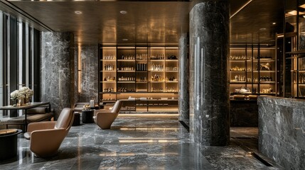 Luxurious sauna spa design with ergonomic wooden seating, dim LED lights, and sauna essentials neatly arranged