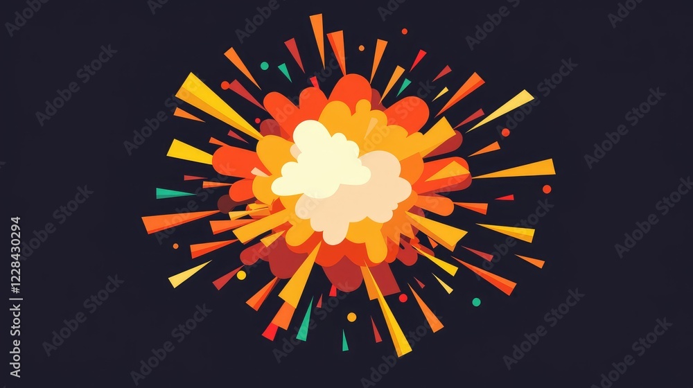 Poster colorful abstract explosion design with vibrant rays and patterns