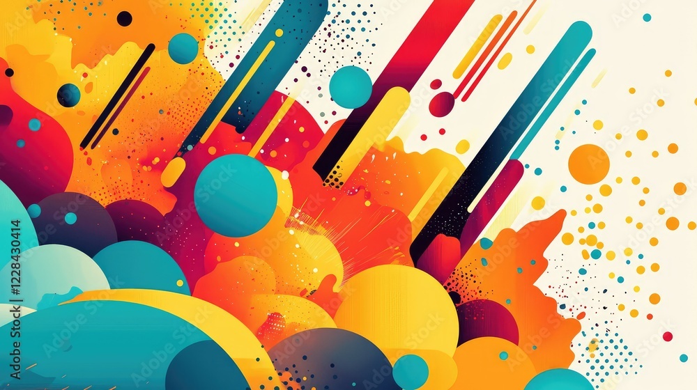 Poster vibrant abstract background with colorful shapes and lines