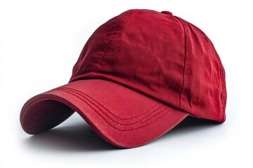 Red Baseball Cap on White Background