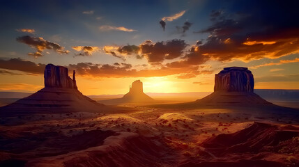 Monument valley usa natural wonders around the world sunset view anime theme. Twilight Valley. Illustration