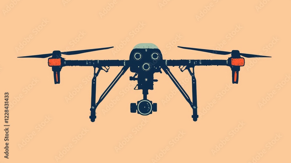 Poster aerial drone with camera setup against smooth color background