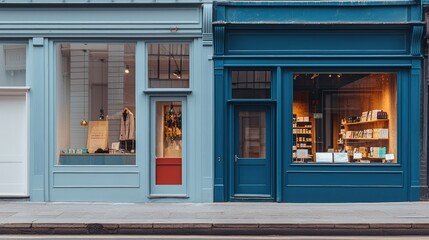 Charming Boutique Shopfronts in Vibrant Urban Setting