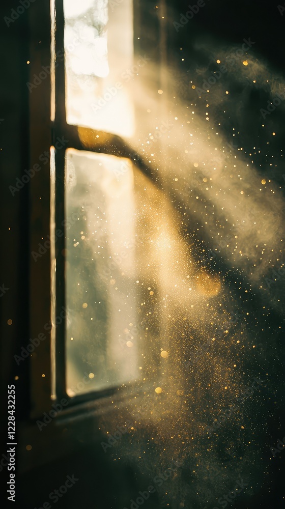 Poster sunlight streaming through window creating magical dust particles