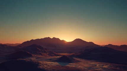 Naklejka premium Majestic Sunset Over Serene Mountain Range