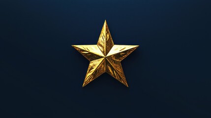 Golden Five-Pointed Star with Textured Surface on Dark Background
